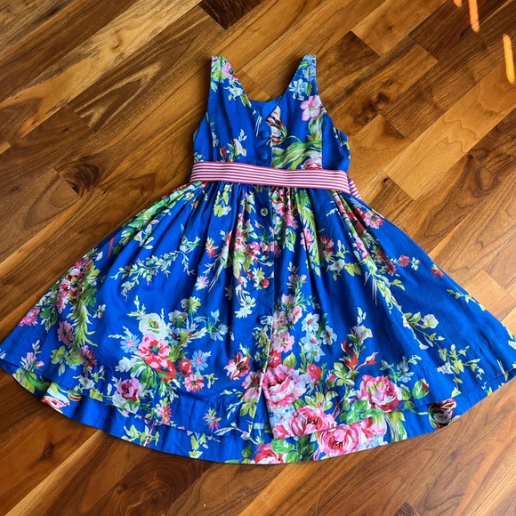Polo Ralph Lauren girls Floral Button back dress botanical blue size 6, … - Picture 2 of 11